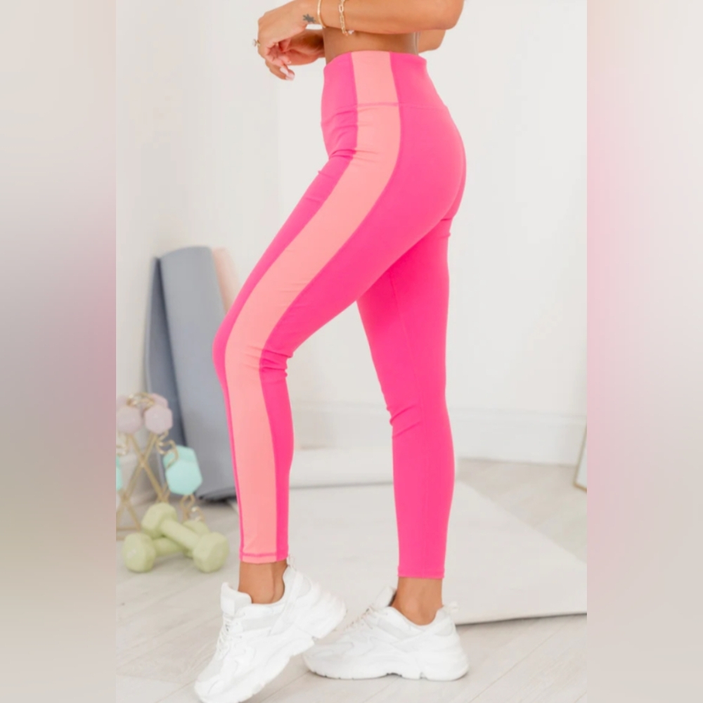 Pink Lily Pink Color Block Active Leggings